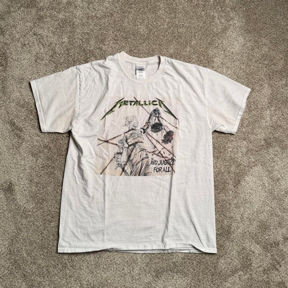WHITE GILDAN ULTRA COTTON METALLICA "JUSTICE FOR ALL" GRAPHIC TEE